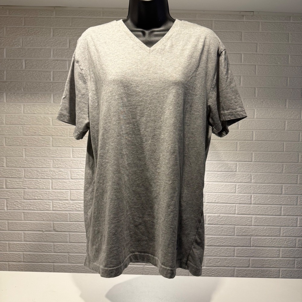 US Polo Assn Mens V-Neck T-Shirt Gray Casual‎ Short Sleeve Tee
